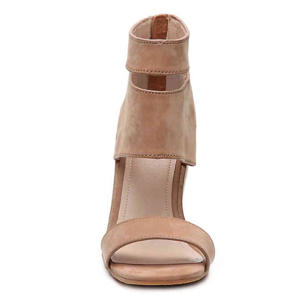 Tan Genuine Leather Cutout Ankle Cuff Wedges - Picture 4 of 4